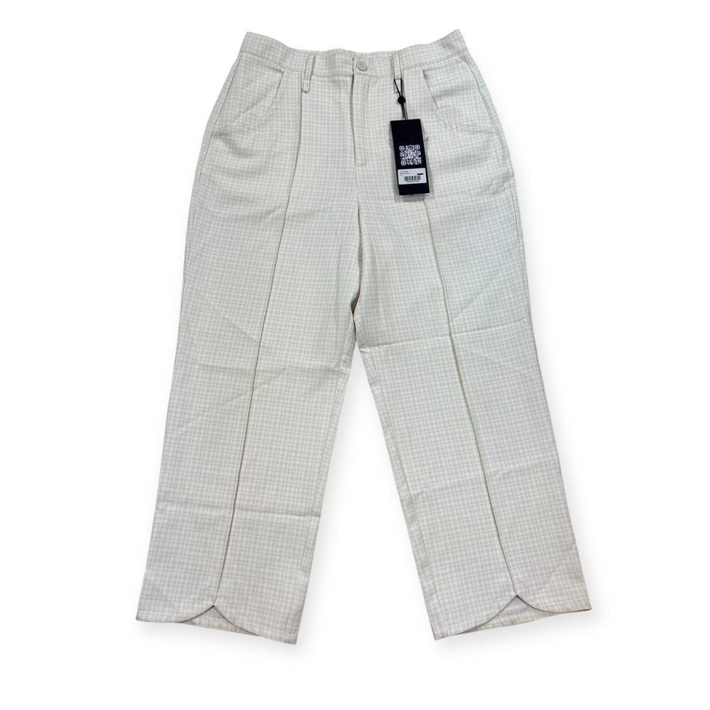 A. Putnam‎ Pant Women's Size 10 Birch Tulip Check Pleated Cropped Wide NWT